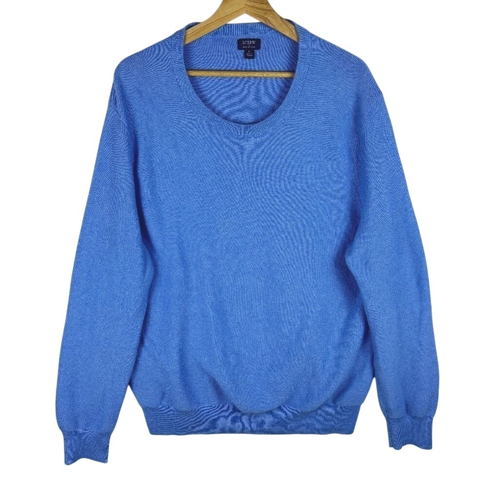 J.‎ Crew Men's Large Sky Blue 100% Cotton Crew neck Pullover Sweater Long sleeve